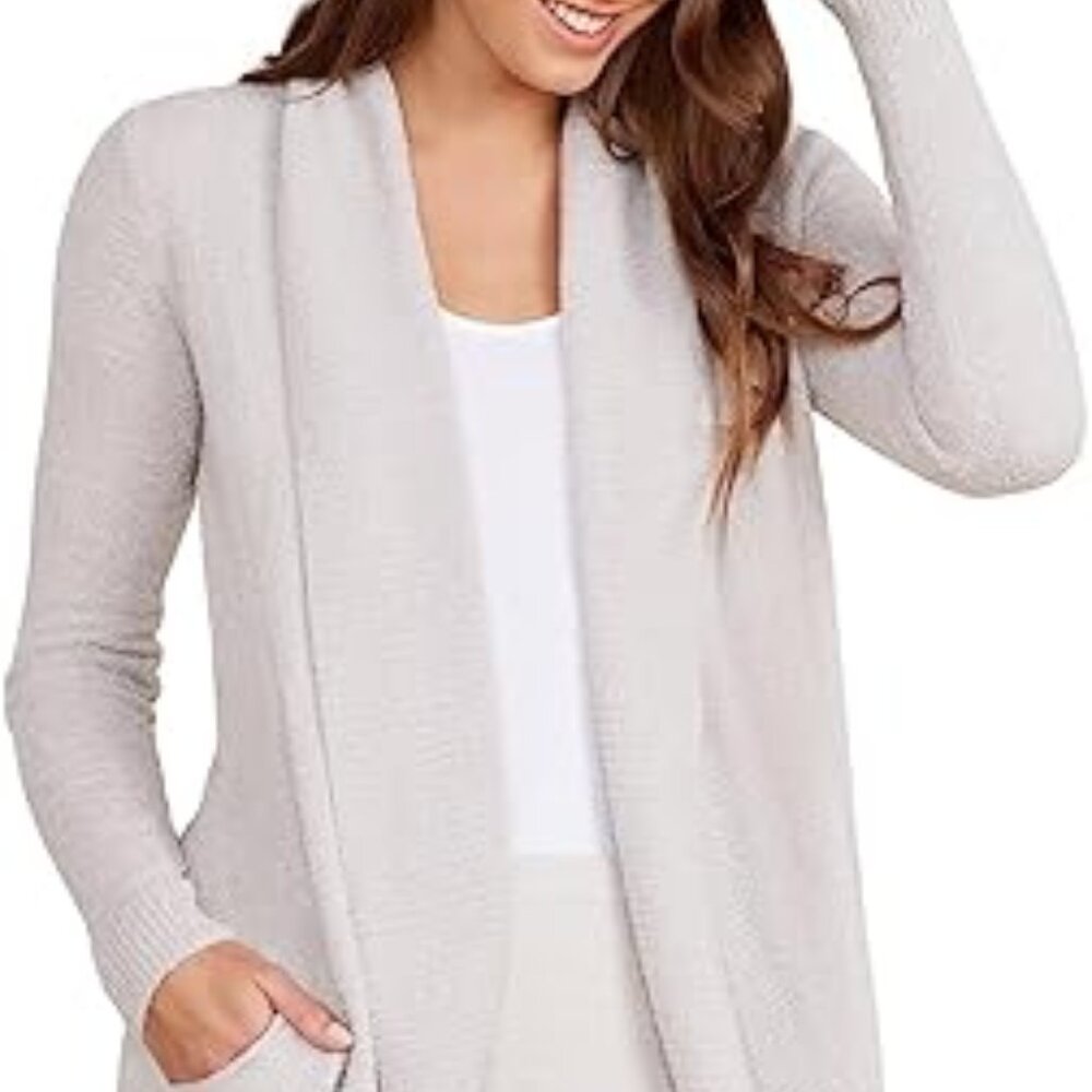 Barefoot Dreams Medium M Worn 3 times Circle Cozychic Lite Cardigan Silver